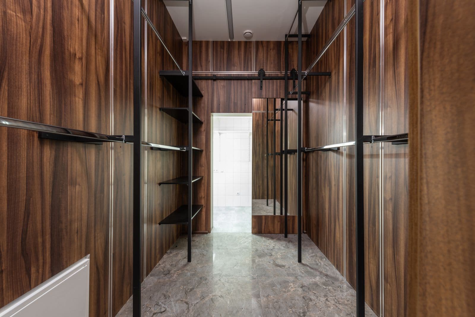 Walk-in closet with built-in shelving